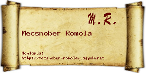 Mecsnober Romola névjegykártya